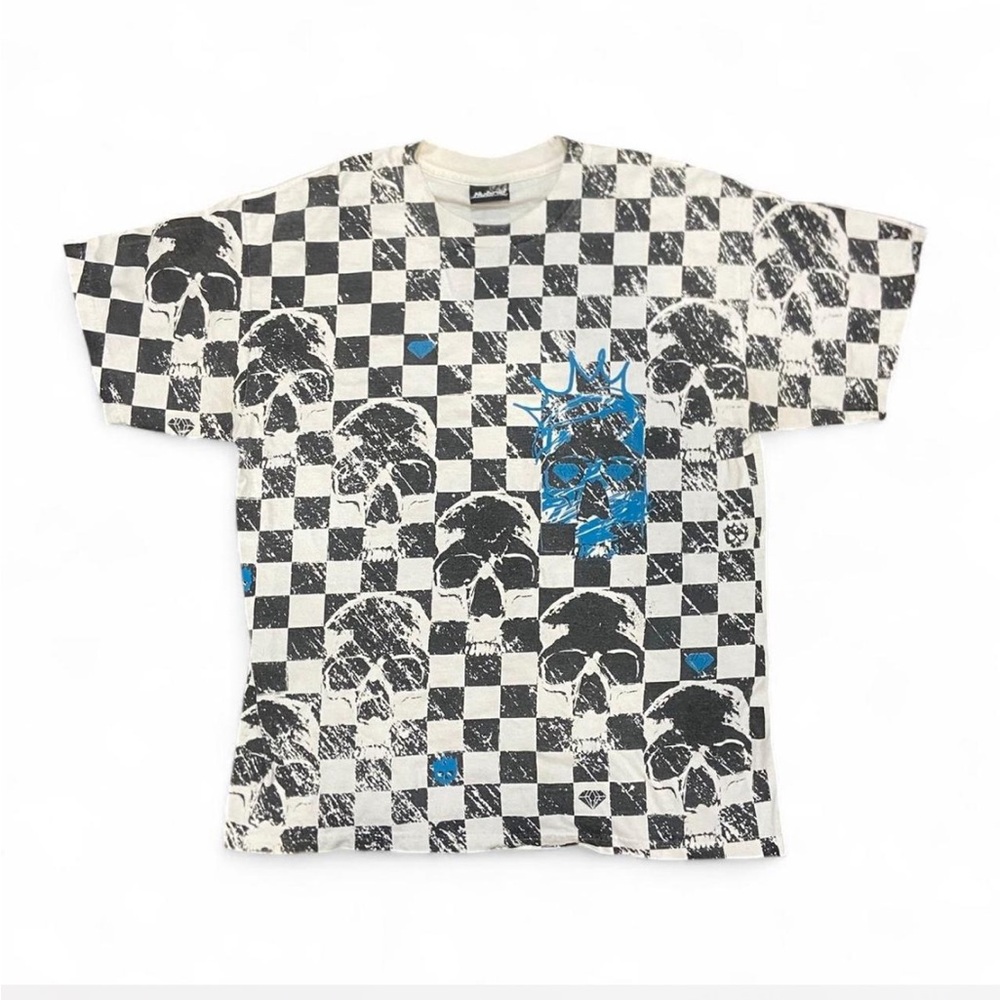 Hybrid & Company Black and White Checkered Skull Tee